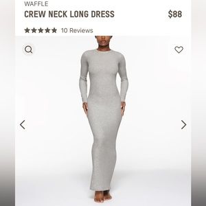 NWOT skims long sleeve waffle crew neck dress